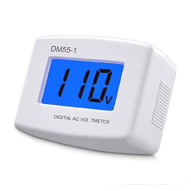 Tholdsy Voltímetro digital amplio AC 110V 220V LCD ajustable Panel de voltaje práctico Diseño único Monitores de prueba de voltios de seguridad Electrónica miscelánea