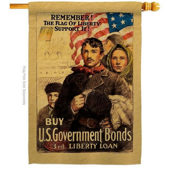 US Brotherhood H183044-BO 28 x 40 in. Flag of Liberty House Armed Forces Service Double-Sided Decorative Vertical Flags Decoration Banner Garden Yard Gift