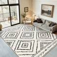 thumbnail image 3 of NewBuros 6'x9' Area Rugs for Living Room, Non-Slip Machine Washable Rugs, Soft Stain Resistant Low Pile Vintage Distressed Print Western Indoor Carpet, White & Black, 3 of 12