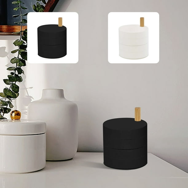 Organizador giratorio de caja de joyería de 4 capas con tapa - Estuche de transporte para joyería de viaje para anillos, pendientes, pulseras y collares - Plástico ABS, blanco o negro