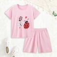 thumbnail image 2 of ZHANGDER Summer Toddler Girl Clothes 1T 2T 3T 4T 5T T-Shirt Tee Tops + Shorts Short Sleeves Cute Outfits Set 2 Pieces Shorts Set, Light Purple 9-10Y, 2 of 9