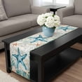 thumbnail image 4 of Teal Coastal Starfish Table Runner 48 Inches Long, Vintage Summer Beach Nautical Coral Kitchen Coffee Dining Table Decoration for Home Party Birthday Wedding Home Decor 13x48 Inches, 4 of 8