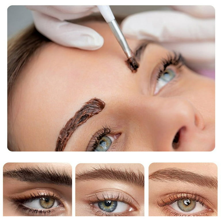 QUSENLON Eyebrow Dye Tint Kit Semi Permanent Eyebrow Tinting Kit Eyelash  Tint 4-6 Week Long-lasting Suitable for Salon & Home Use