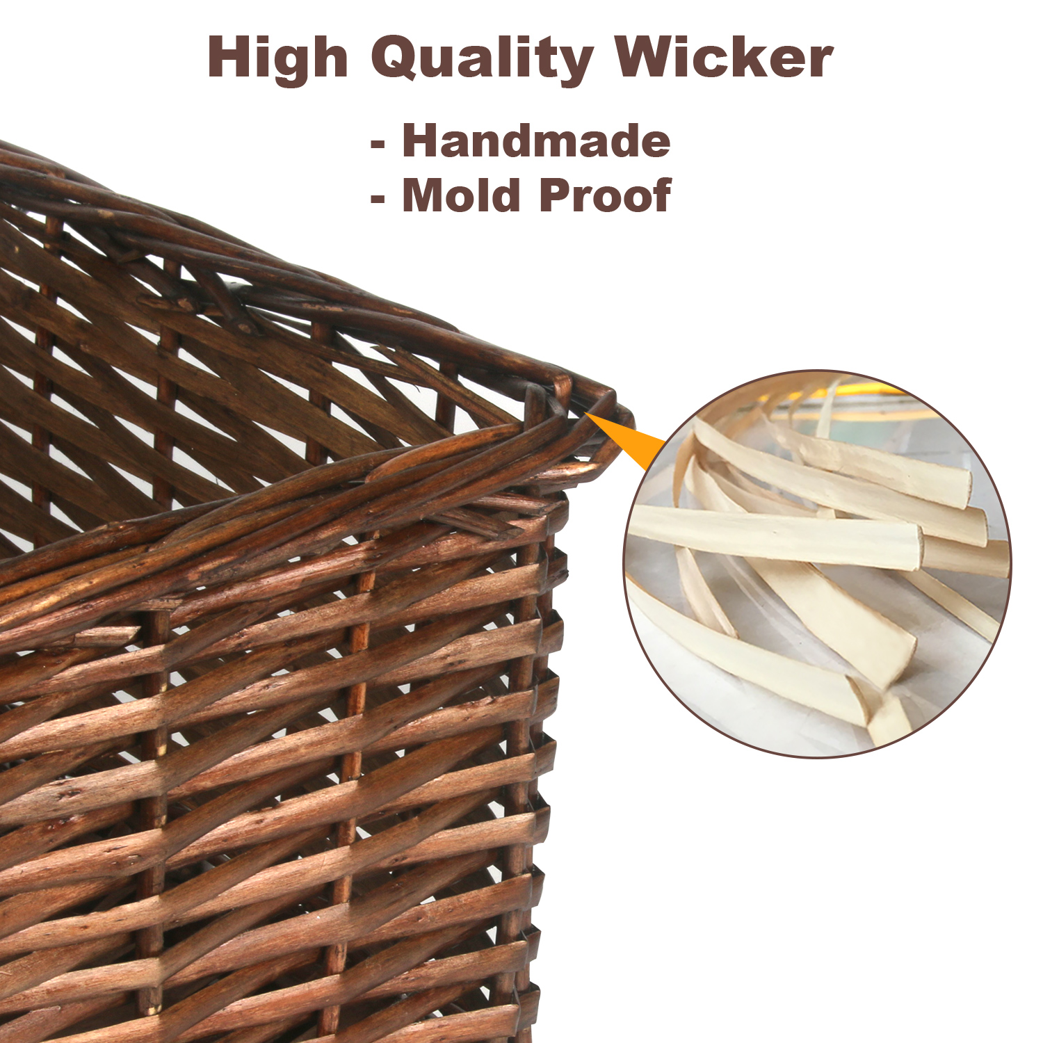 Set of 5 Size Handmade Wicker Storage Baskets, Water Hyacinth Woven Bins for Shelves Home Decorative (Brown)