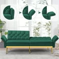 thumbnail image 6 of ACMEASE Velvet Sofa Bed w/Adjustable Armrests & Backrests, Modern Convertible Sleeper Sofa, Tufted Futon Sofa for Bedroom, Living Room, Apartment, Green, 6 of 7