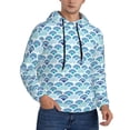 thumbnail image 2 of Naloa Blue Fish Scale Texture Men's Casual Hooded Collar Drawstring Hoodies Pullover Sweatshirts Casual Long Sleeve Shirts-3X-Large, 2 of 7
