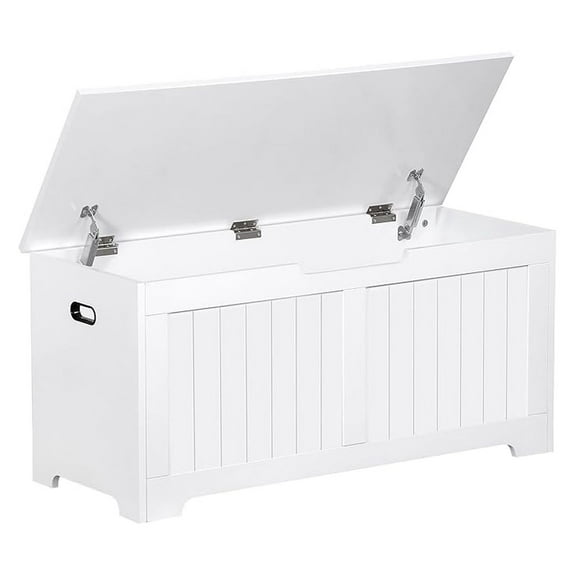 39.4" Storage Chest Trunk,Large Wooden Storage Toy Box Organizer Shoe Blanket with 2 Safety Hinges,Supports 288 lb,Easy Assembly,for Entryway,Bedroom,Living Room,White