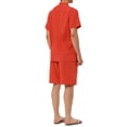 thumbnail image 3 of Conjuntos de lino para hombres INSPIRE CHIC, camisa de cuello band con botones y mangas cortas, pantalones cortos de playa sólidos L color rojo ladrillo, 3 of 6