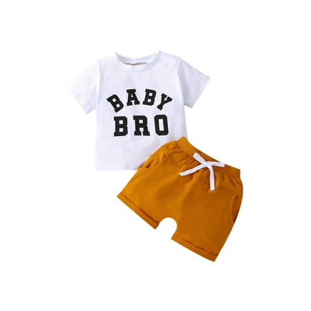 

Genuiskids Toddler Baby Boys Summer 2Pcs Clothes Sets Letter Short Sleeve T-Shirt Tops + Tie-up Shorts Outfits