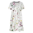 thumbnail image 5 of Sakmal Mid-Length Womens Summer Dresses Crew Neck White Basic Short Sleeve Floral Shift Dress, 5 of 5