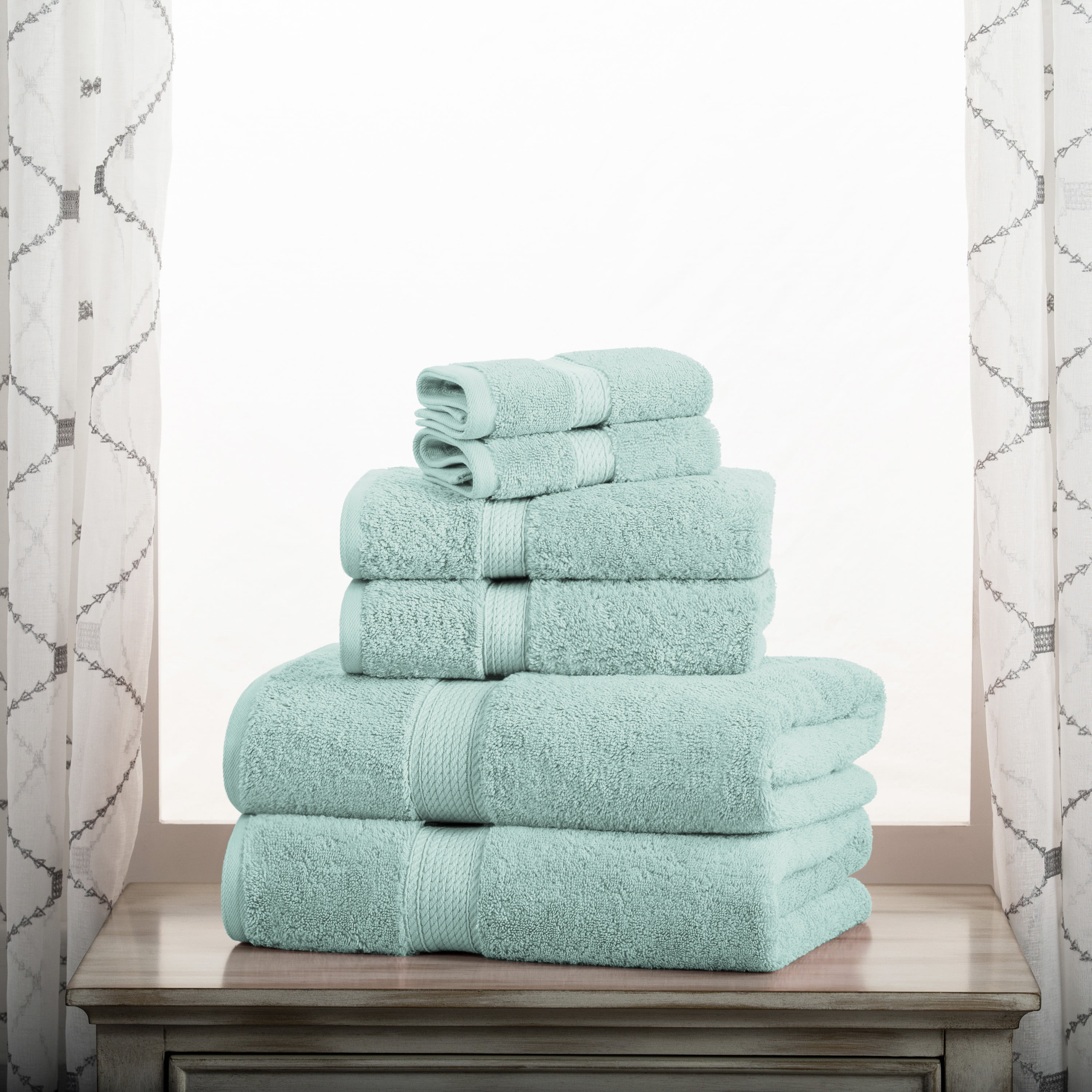 12-pc Superior Egyptian Cotton Towel Set 4 Bath 4 Hand 4 Face Towels Sea Foam 