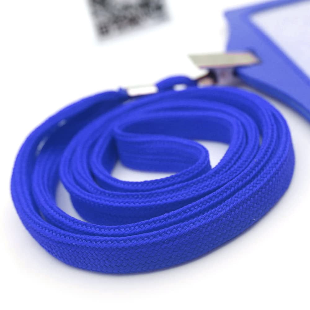Lanyard 100 Pack Blue Badge Lanyards Flat Round 32" With Clip