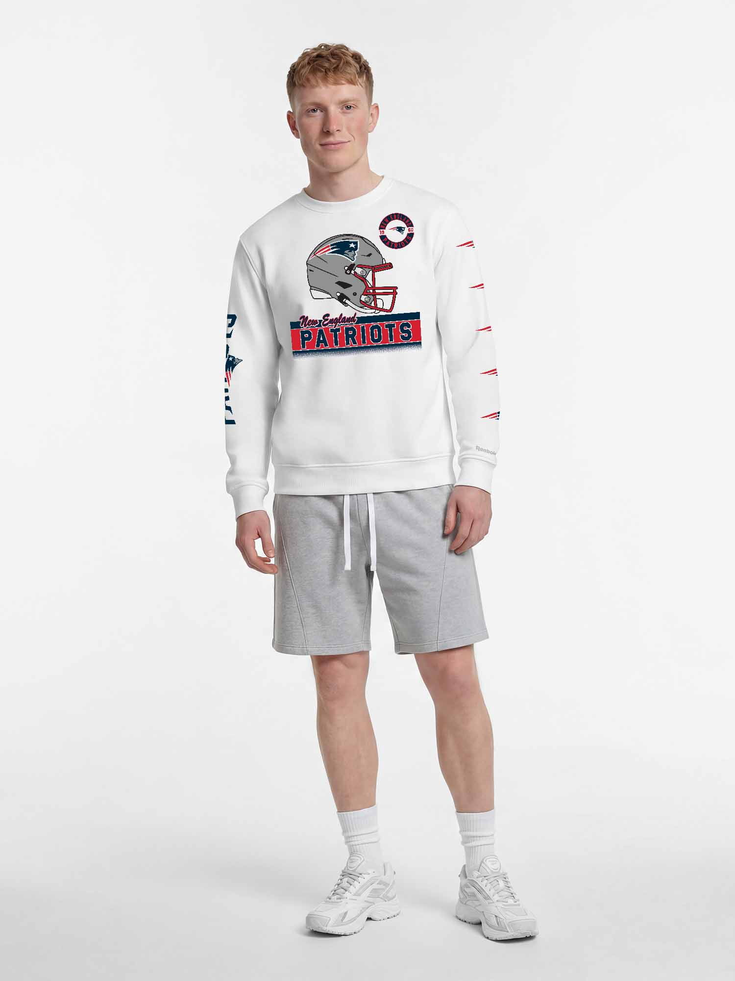 New England Patriots Reebok Mens White Crew Sweatshirt