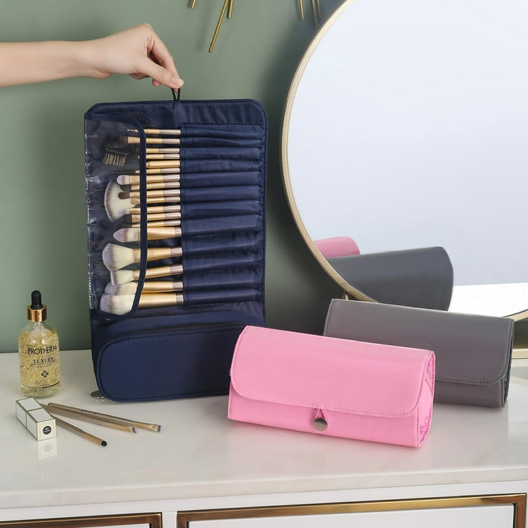 Byootique Portable Glitter Makeup Train Case Brush Holder Travel Makeup Bag,  Green 