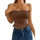 thumbnail image 2 of VISgogo Tops de tubo sin tirantes para mujer, tops cortos sin mangas de verano con dobladillo con flecos de jacquard de ganchillo de color sólido VISgogo  moda, 2 of 6