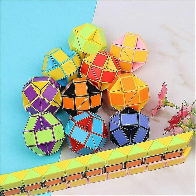 24 Blocks Fidget Snake Cube, Mini Snake Ruler Twist Puzzle Toys For Kids Party Favors Supplies, Fidget Sensory Toys Gift