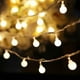 Lumières de Chaîne de Boule de Noël, 9.84ft 20 LEDs Lumières Alimentées par Battery pour la Fête de Fête de Mariage à la Maison Fête de Vacances, Lumières de Décoration Extérieure Intérieure pour Jardin Patio Chambre à Manger, Blanc, H0056 – image 4 sur 9
