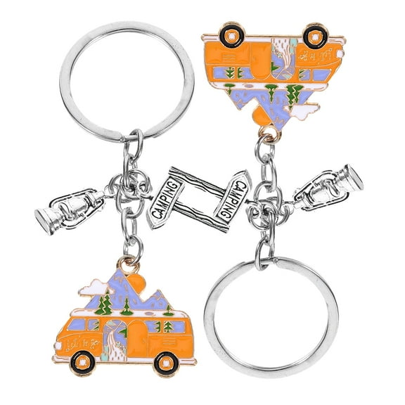 unbranded 2pcs Camper Keychain Happy Rv Keyring Rv Keychain Camping Party Favors Bag Ornament For Men Women Camping Accessories