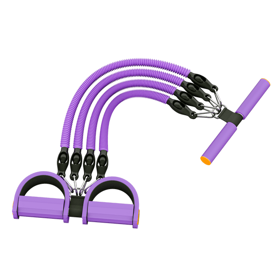 Household Elastic Band, 4-Tube Elastic Yoga Pedal Puller Resistance Bands, Fitness Equipment for Shoulder, Abdomen, Waist, Triceps, Biceps, Leg Stretching Slimming Training