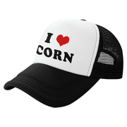 BABYWEN I Heart Corn Love Food Funny Trucker Hat Baseball Cap Unisex Red