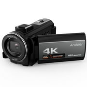 Angle View: Andoer 4K Digital Video Camera Camcorder Ultra HD 48MP WiFi 3.0 Inch Touch Screen IR Infrared Night shot 16X Digital Zoom with 1pc 2000mAh Rechargeable Camera Battery