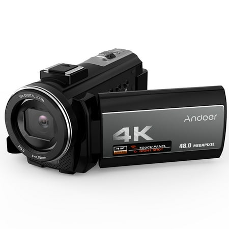 Andoer 4K Digital Video Camera Camcorder Ultra HD 48MP WiFi 3.0 Inch Touch Screen IR Infrared Night-shot 16X Digital Zoom with 1pc 2500mAh Rechargeable Camera