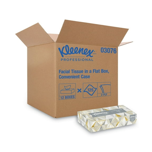 Kleenex White Facial Tissue, 2-Ply, 125 Sheets/Box, 12 Boxes/Carton