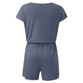 thumbnail image 4 of Aayomet Womens Jumpsuits Women's Casual V Neck Jacquard Short Sleeve Shorts Jumpsuit,Blue XL, 4 of 5