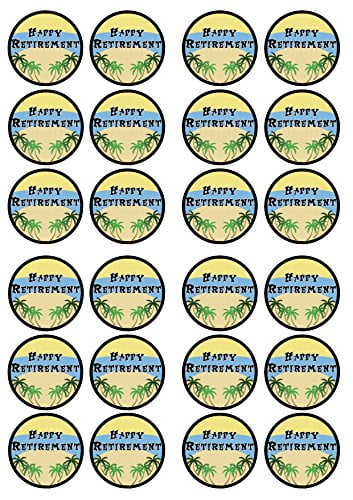 BLUE 12 STAND UPS Edible Image Cupcake Toppers KEEP CALM ENJOY RETIREMENT 