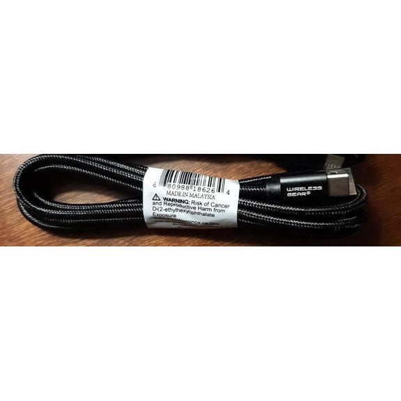 Wireless Gear 6 Ft USB to USB-C Braided Fabric Charging Cable Black