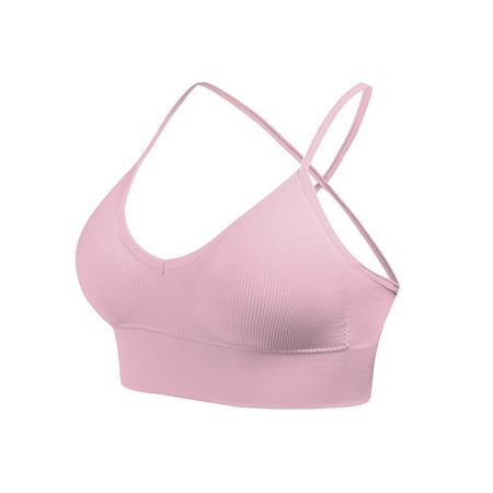 Seductiva Clearance Women Full Coverage Bra Women s Knitted Thread Fixed Shoulder Strap Strap Triangular Cup Backless Back Sports Bra