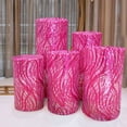 thumbnail image 2 of Efavormart Set of 5 Fuchsia Silver Wave Mesh Cylinder Display Box Stand Covers With Embroidered Sequins, Premium Pedestal Pillar Prop Covers, 2 of 5