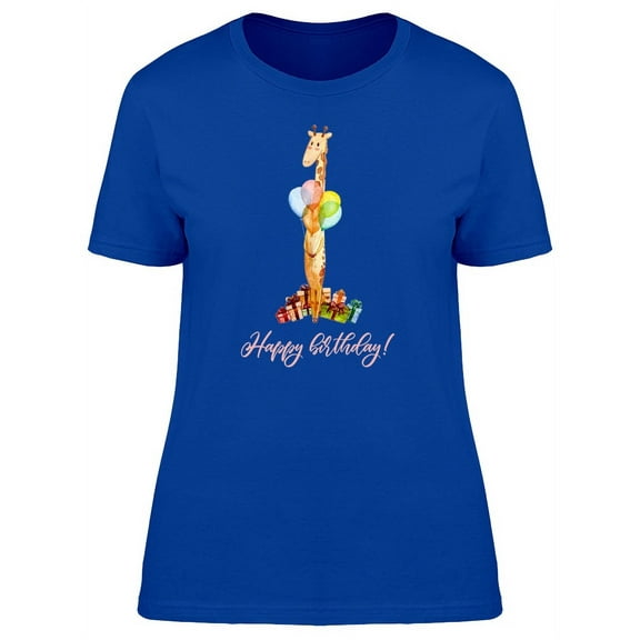 Happy Birthday Cute Giraffe T-Shirt Women -Image by Shutterstock, Female Medium