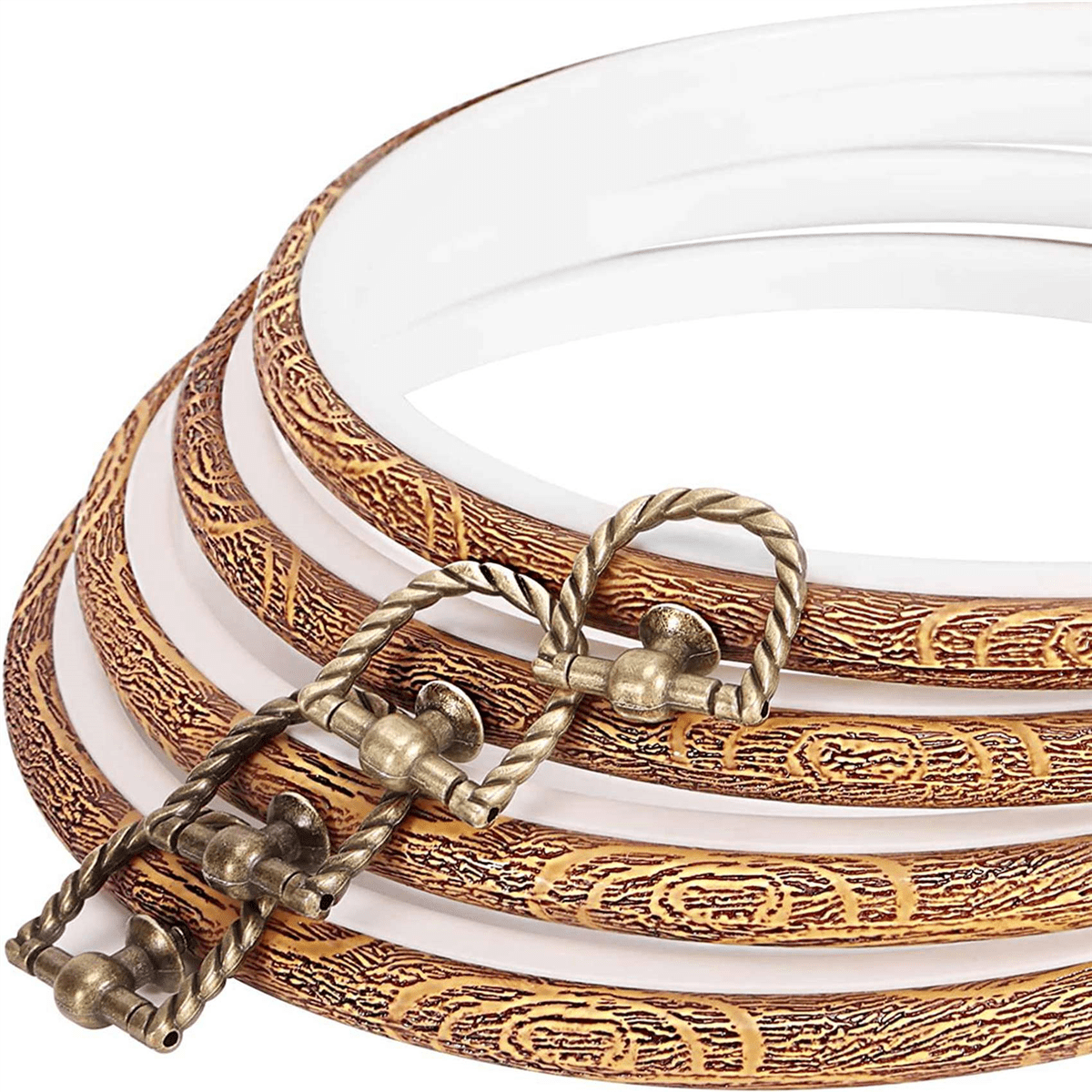 8 Pieces 8.4 Inch Embroidery Hoops Imitated Wood Display Frame Bulk Circle Embroidery Hoops