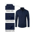 thumbnail image 4 of DAKIMOE Mens Dress Shirts Slim Fit Solid Long Sleeve Stretch Mens Button down Shirts Wrinkle-Free No-Iron Formal Business Casual Button up Shirt, Navy, L, 4 of 9