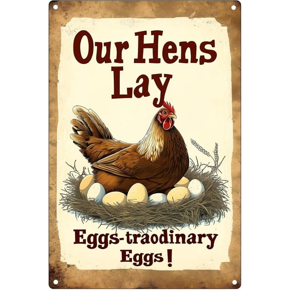 Farm Fresh Eggs Tin Signs - Vintage Country Chicken Hen Rooster Tin Signs Funny Chicken Coop Metal Signs Outdoor Chicken Decor Plaque Gifts For Chicken Lovers Chicken House Decor 8×6 Inch