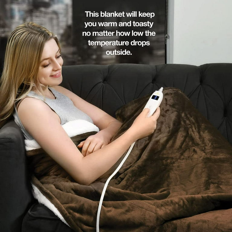Heated Blanket Machine Washable Extremely Soft and Comfortable Electric Blanket Throw Fast Heating with Hand Controller 10 Heating Settings and auto