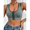 thumbnail image 2 of YWMJI Women's Sports Bra Front Closure No Underwire Bra Soft Wireless Push Up Bra Soft Seamless Supportive Sports Bra Front Closure Tank Bras Comfy Everyday Bras Yoga Running Gym Shape Brs Black L, 2 of 5