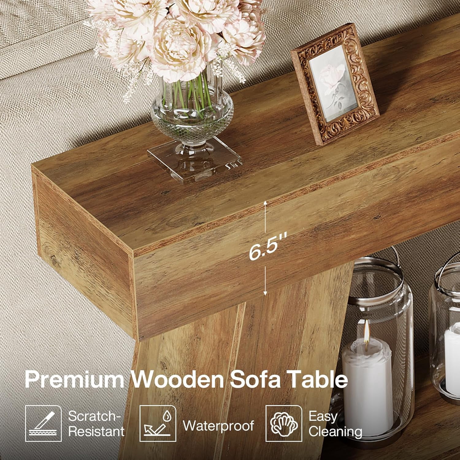 Tribesigns 70.86" Extra Long Sofa Console Table, Farmhouse 2-Tier Wooden Behind Couch Table for Entryway (Rustic Brown)