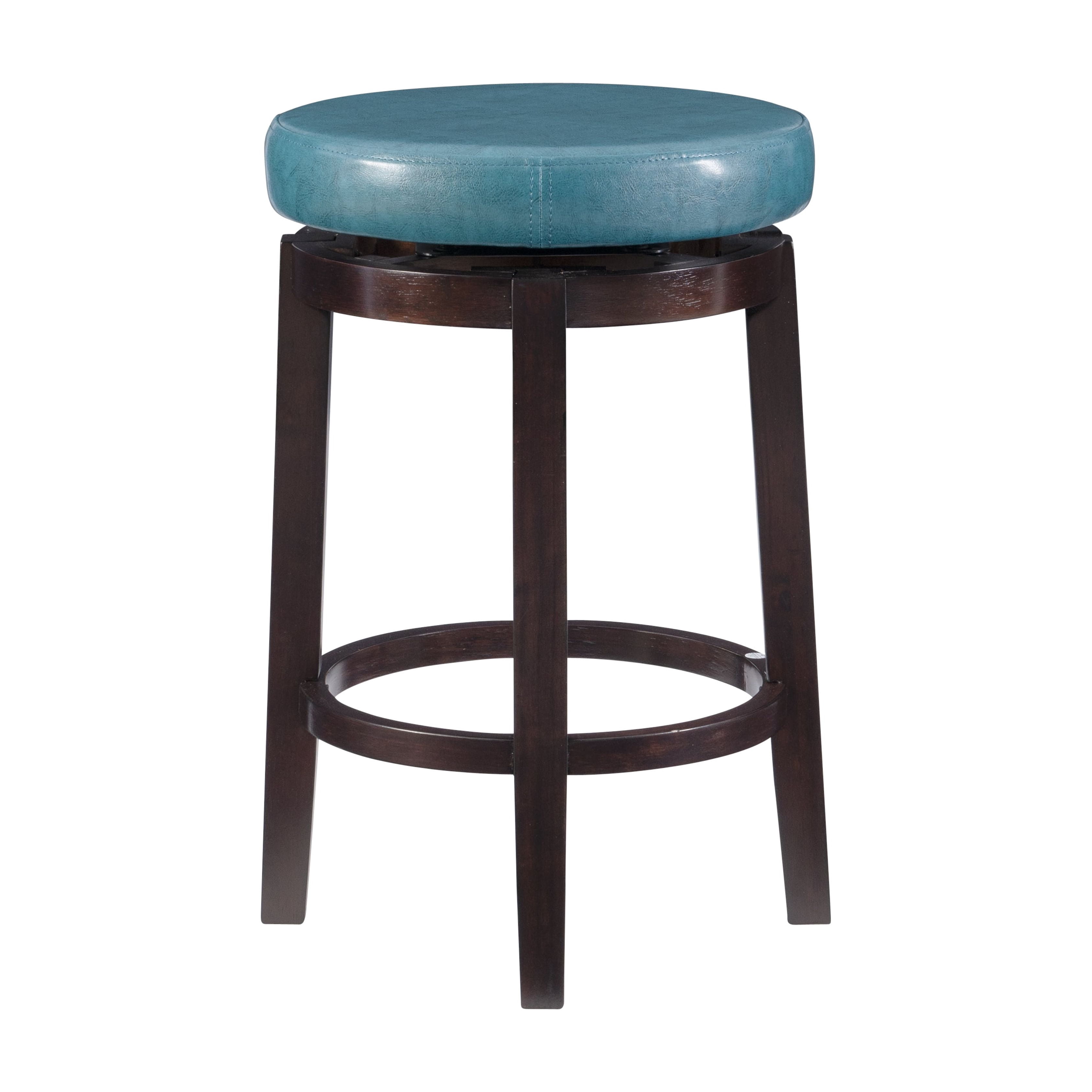 Linon Arlene 25" Indoor Backless Swivel Counter Stool, Brown/Teal Faux Leather