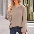 thumbnail image 2 of ATOYSOY Women's Crew Neck Blouses Outwear Loose Ribbed Sweaters Casual Hoodie Sweatshirts Solid Color Pullover with Pockets Long Sleeve Dressy Tunic Tops Fall Winter Brown M, 2 of 9
