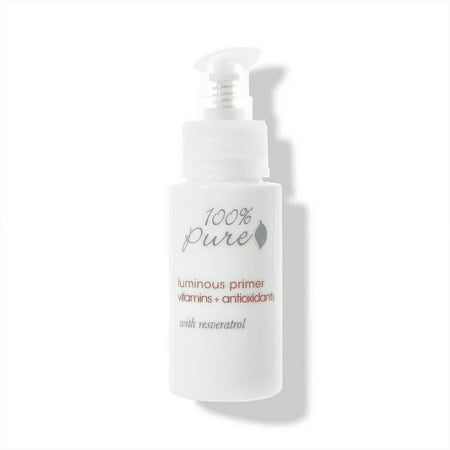 100% PURE Luminous Face Primer Illuminating Makeup Base & Moisturizer with Anti-Aging Antioxidants - Glowy Long-Lasting & Pore Diminishing Cosmetics Prep, Flawless Soothing Hydration - 1 oz
