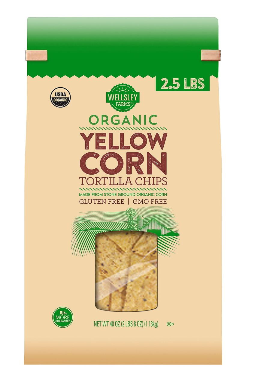 Wellsley Farms Organic Yellow Corn Tortilla Chips 40 ounces.