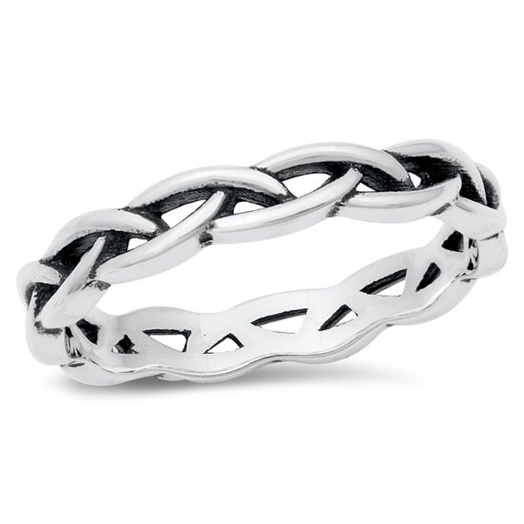 All in Stock Oxidized Sterling Silver Braided Eternity Band Ring Size 7