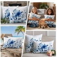 thumbnail image 4 of 2 Pack Outdoor Waterproof Throw Pillow Covers,Watercolor Blue Flower Decorative Square Pillow Case Patio Pillowcases for Chair Couch Sofa 16x16in, 4 of 9
