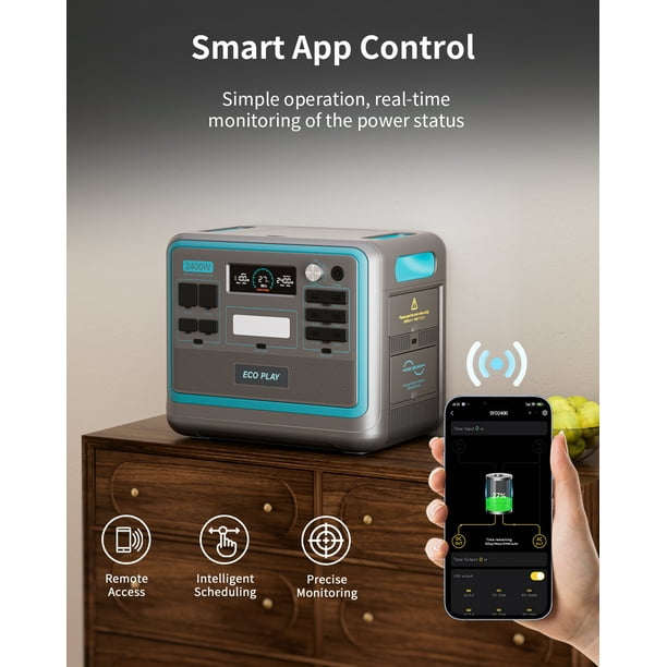 Eco Play 2400W Portable Power Station with 200W Solar Panel