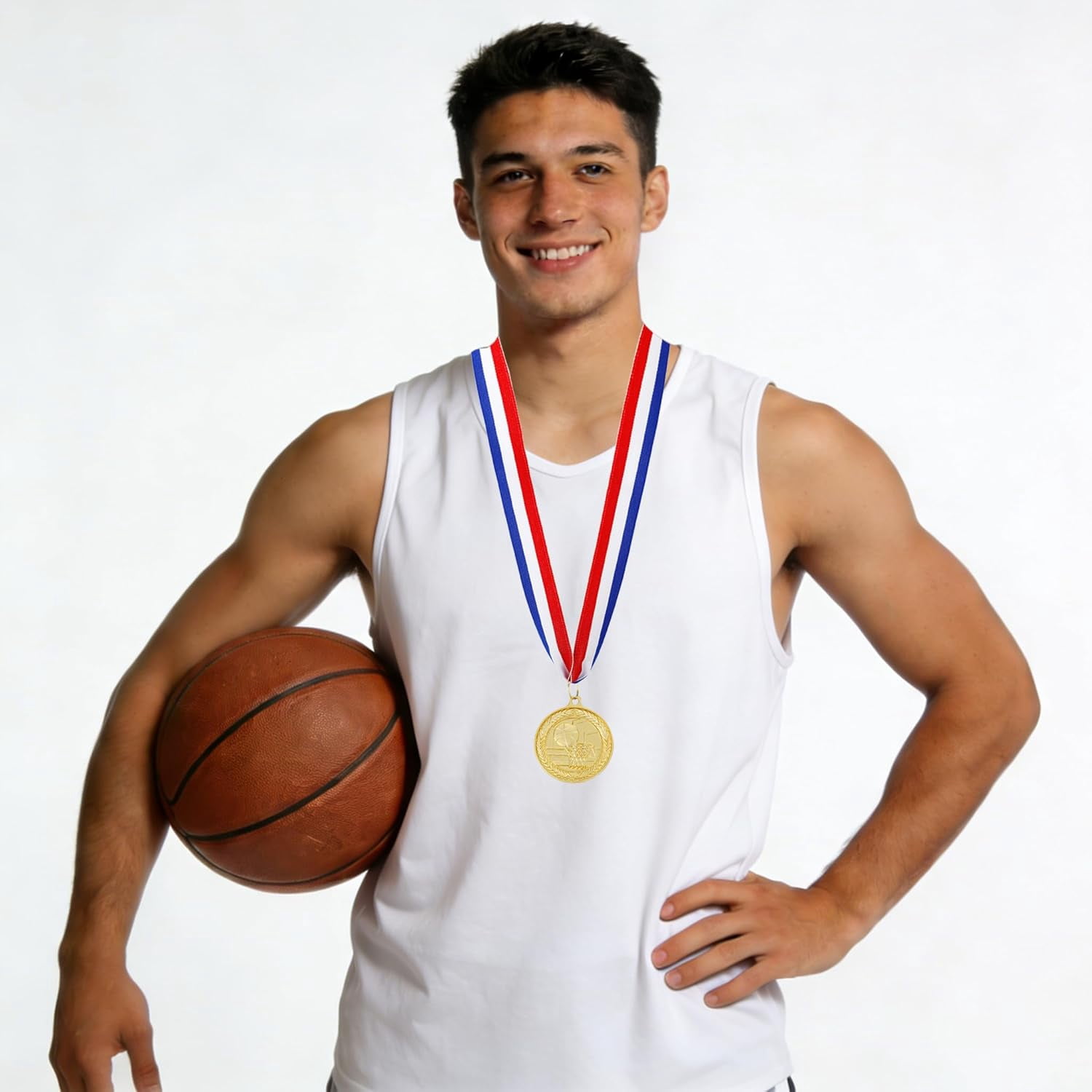 12 Pack Gold Award Medals 2inch Metal Sports Medals Team Participation for Adults Basketball Tournaments, Party Favors and Ceremonies$$Gift Supply & Awards