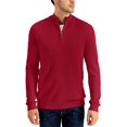 thumbnail image 2 of Club Room Men’s Quarter-Zip Textured Cotton Sweater, Anthem Red, Small, 2 of 3