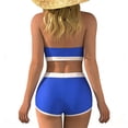 thumbnail image 3 of HNMKIU Bikini Sets for Women Fashionable Two Piece Swimwear Neck Top with High Waisted Boyleg Shorts for Beach Pool Womens Swimsuits Blue,L, 3 of 6