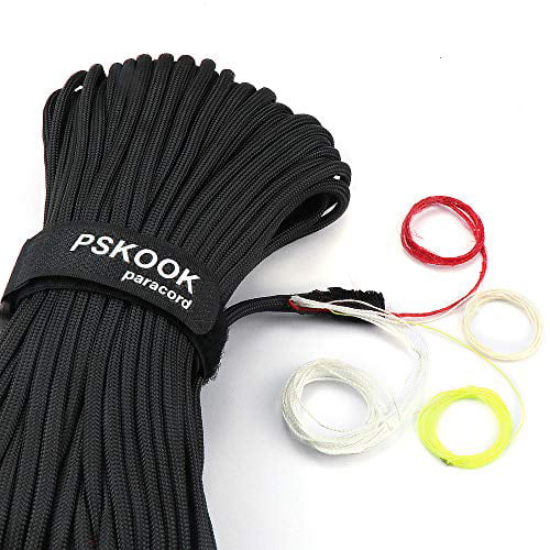 PSKOOK Paracord Survival Cord with Waxed Tinder Fishing Line Cotton Thread Outdoor Commercial Grade Braided Fire Parachute Cord Ropes
